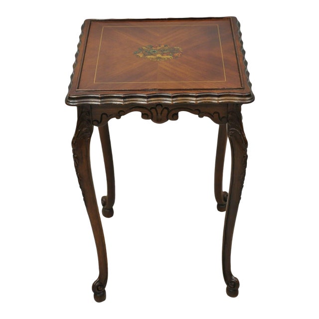 Antique French Louis Xv Style Small Walnut Flower Painted Snack Side Table Chairish