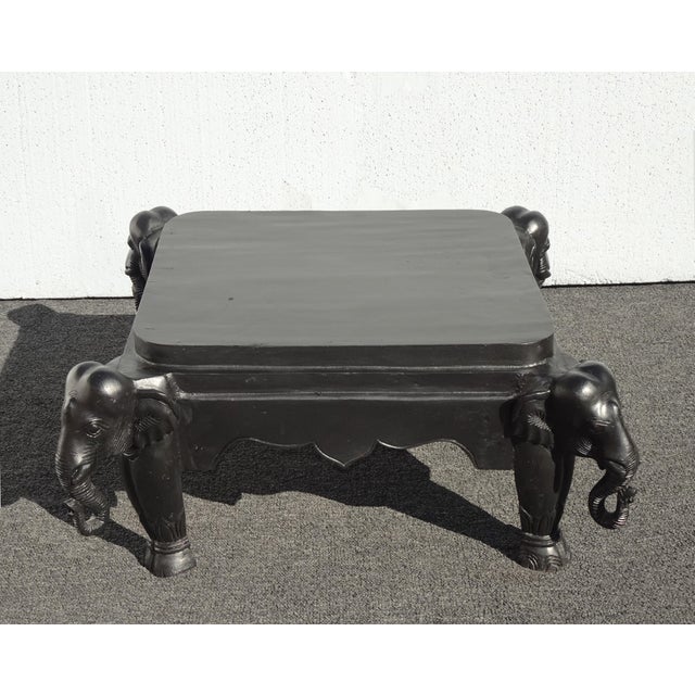 Asian Vintage Black Elephant Coffee Table , Side Table or Bench 2of2 For Sale - Image 3 of 13