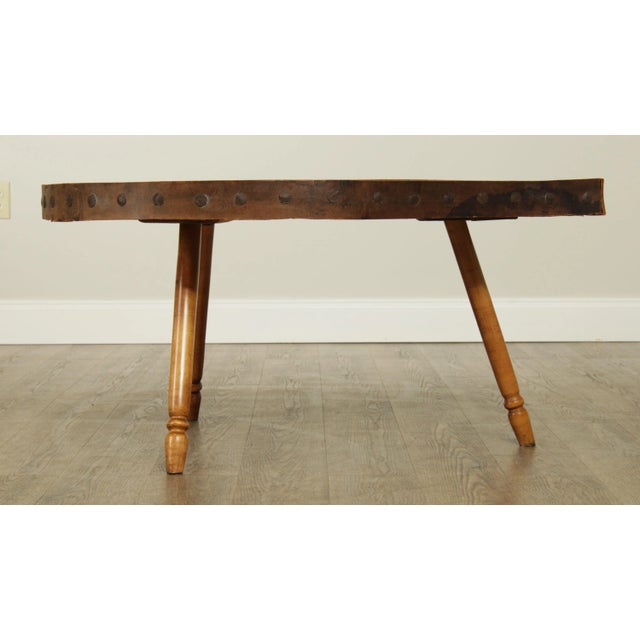Wood Antique Pine Fireplace Bellows Top Coffee Table For Sale - Image 7 of 12