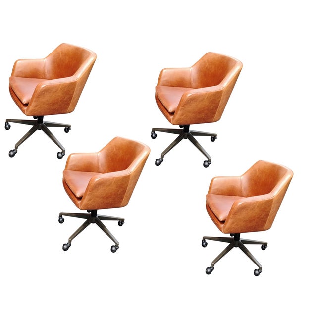 Elevate Your Workspace: Set of 4 West Elm Helvetica Genuine Leather Chairs For Sale - Image 10 of 10