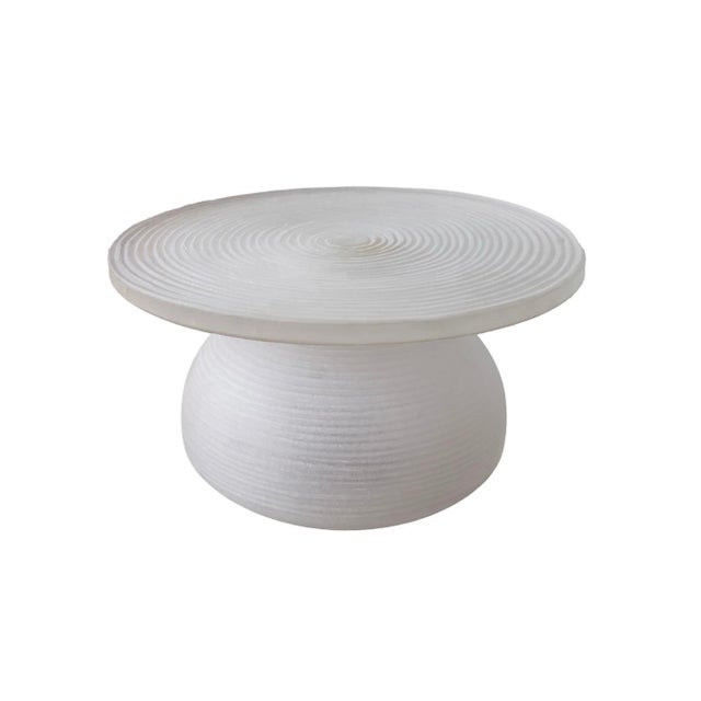 Matthew Izzo Home Frosted Glass and Brass Round Coffee Table For Sale - Image 4 of 5