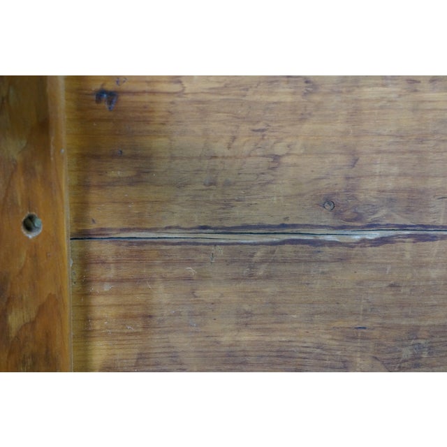 Vintage French Inspired Weathered Reclaimed Oak Farmhouse Peg Leg Bench Seat 68" For Sale - Image 14 of 15