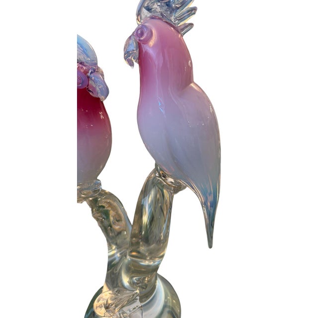 Renato Anatra Murano Glass Cockatoo Sculpture in Pink & Opalescent. Circa 1970's For Sale - Image 9 of 9