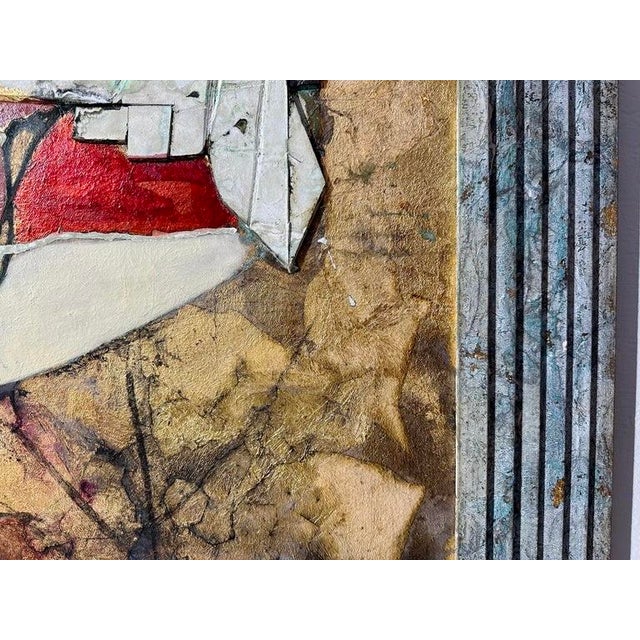 Andrea Stella "I Walk in the Art" Red Gold Leaf Oil Mixed Media Painting, Figurative, Italian Contemporary Art, 2010 For Sale In Monterey, CA - Image 6 of 8