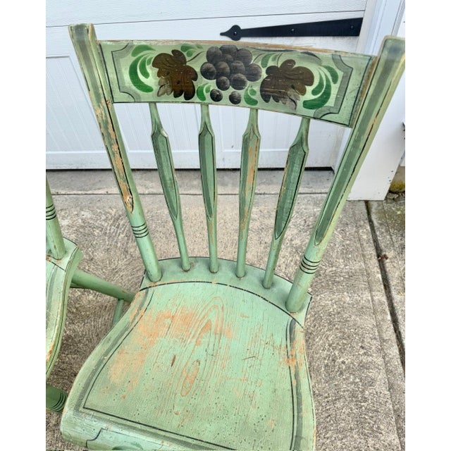 Set of 9 Antique Pennsylvania Thumb Back Chairs in Original Paint For Sale In Boston - Image 6 of 9