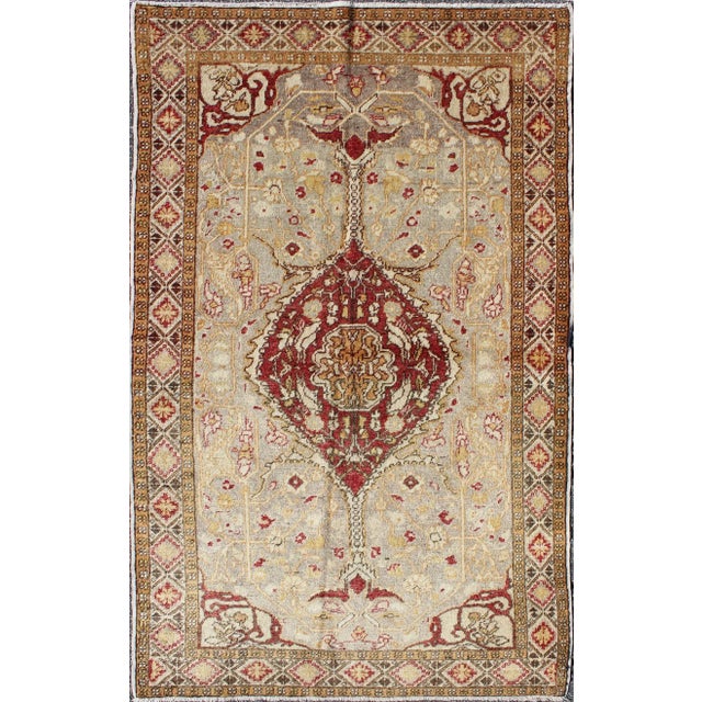 Textile Keivan Woven Arts,NA-63769, Antique Turkish Oushak Rug - 4′ × 6′8″ For Sale - Image 7 of 7