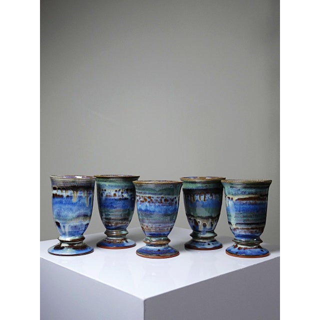 Vintage Glazed Ceramic Mazagrans, 1960s, Set of 5 For Sale - Image 4 of 17