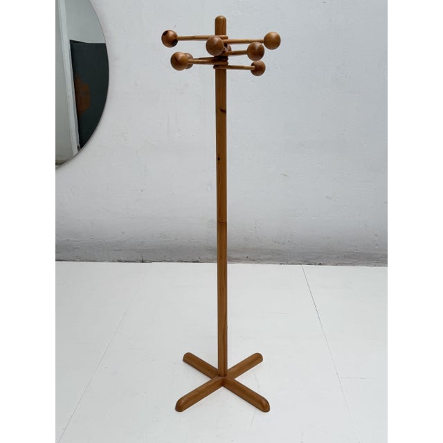 1970s Vintage Swedish Pine Free-Standing Coat Rack, 1970s For Sale - Image 5 of 11