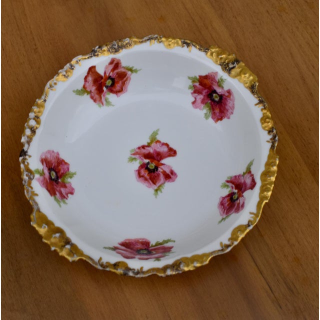 Antique J Pouyat Limoges Porcelain Bowl Wanamakers Hand Painted Poppy Gold For Sale In Philadelphia - Image 6 of 10