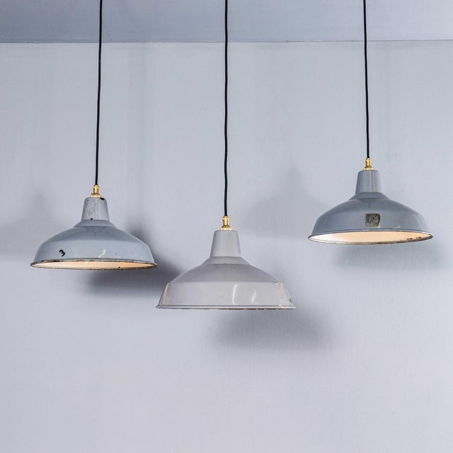 Industrial Grey Enamelled Pendant Lamp from Benjamin, 1950s For Sale - Image 12 of 12