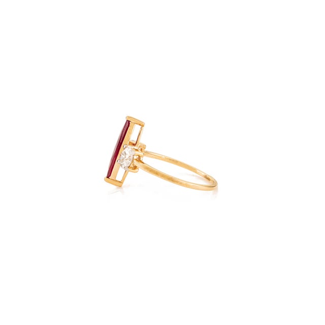 Early 21st Century Victorian Chic Ruby Diamond Early 20s Engagement Ring in 14k Gold Size 7 For Sale - Image 5 of 14