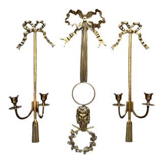 Vintage Brass Candle Holders/Candle Sconces/ Wall Decor For Sale