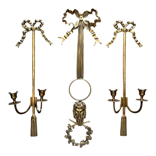 Vintage Brass Candle Holders/Candle Sconces/ Wall Decor For Sale