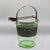 Cambridge Glass Company 1930s Art Deco Green Uranium Glass Ice Bucket With Silver Overlay & Chrome Tongs - 2 Piece Set For Sale - Image 4 of 14