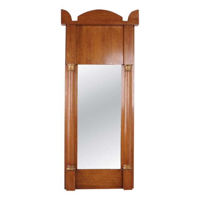 Mirror in Light Mahogany with Columns and Gilt Details, 1860s For Sale