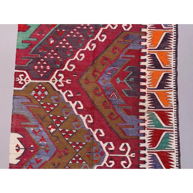 Turkish Narrow Kilim Runner Rug For Sale - Image 4 of 7