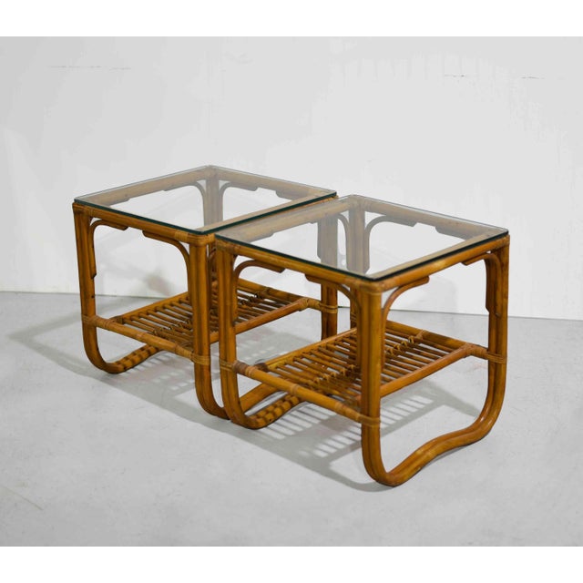 Light, airy, and effortlessly chic, this set of two vintage Palm Beach side tables brings timeless coastal style and...