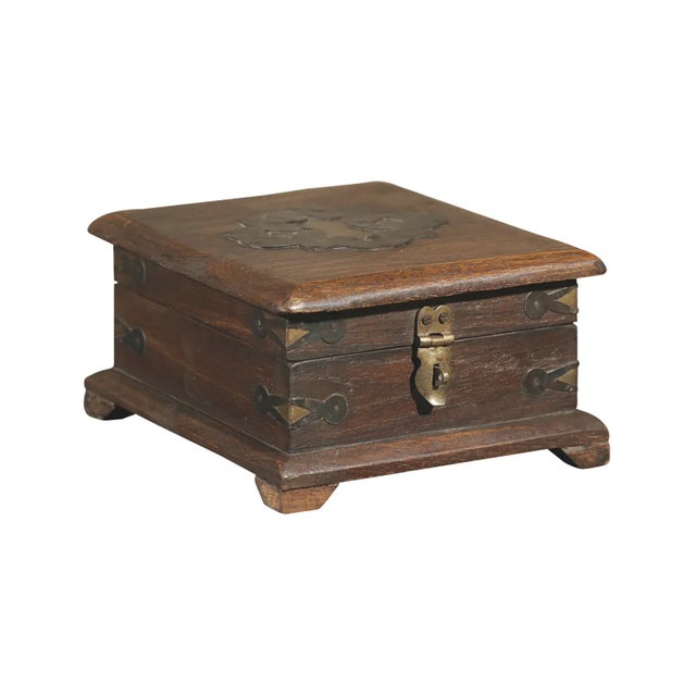 Far Pavilions Vintage Square Wooden Keepsake Box For Sale - Image 4 of 12