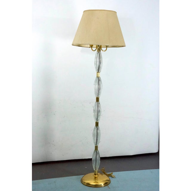 Metal Italian Murano Glass and Brass Floor Lamp by Ercole Barovier, 1940s For Sale - Image 7 of 15