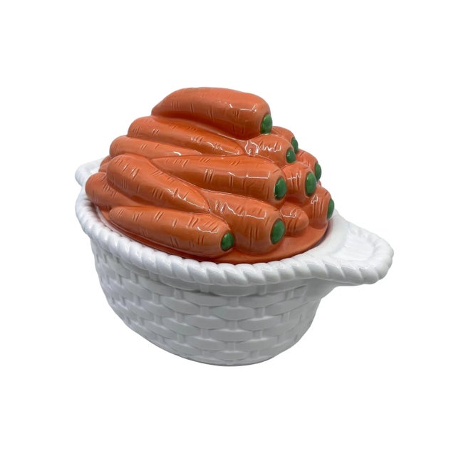 Mid-Century Modern 1970s Vintage Carrot and Basketweave Tureen For Sale - Image 3 of 11