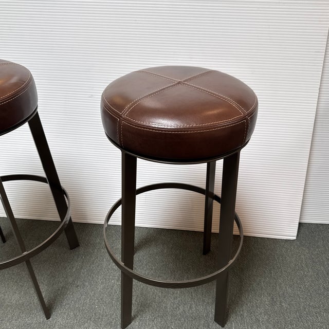 Berman Rosetti Bon Bon Swivel Barstools, Pair For Sale - Image 12 of 12