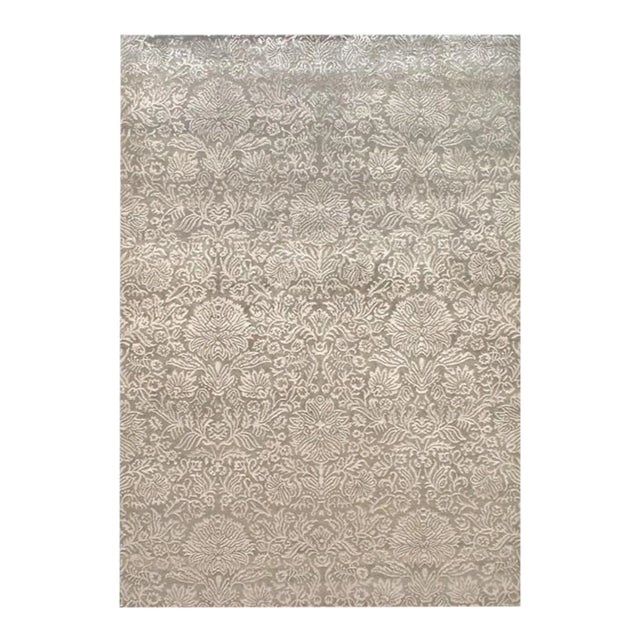 2020s Pasargad Tan Damask Tabriz Silk and Wool For Sale