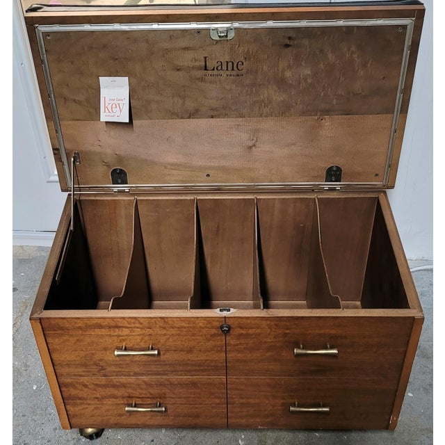 1960s Lane Record Storage Bench on Wheels Chairish