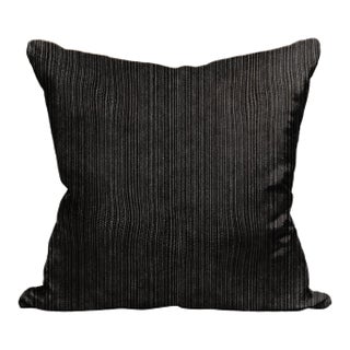 The House of Scalamandré Strie Velvet Pillow, Noir For Sale