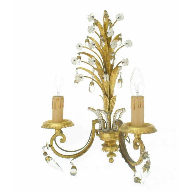 Gold 1940's French Regency Dore Floral Wall Sconce by Maison Bagues For Sale - Image 8 of 8