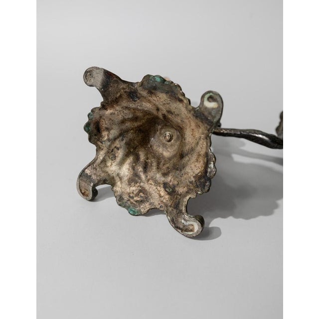 Metal Vintage Art Deco Bronze Candleholder with Ornate Details, 1910s For Sale - Image 7 of 11