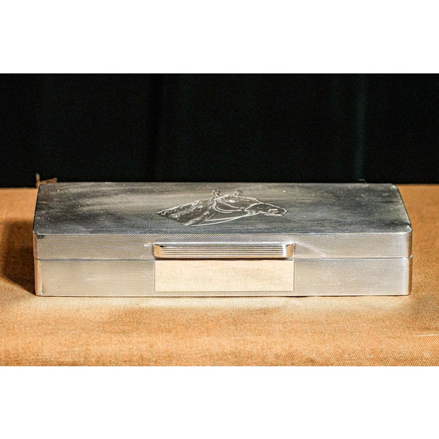 Luxurious Engine Turned Horse Antique Sterling Silver Desk Trinket Jewelry Box Home Decor For Sale - Image 9 of 15