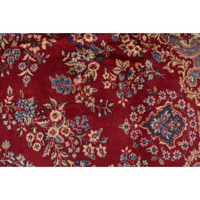 Kerman Rug 9’1” X 14’7” Red Wool Vintage Traditional Hand-Knotted Carpet For Sale - Image 11 of 15