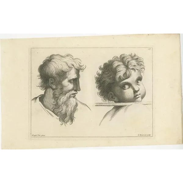 The engraving by d. Beauvais, part of the "recueil de xc têtes" series, presents a compelling juxtaposition of two heads:...
