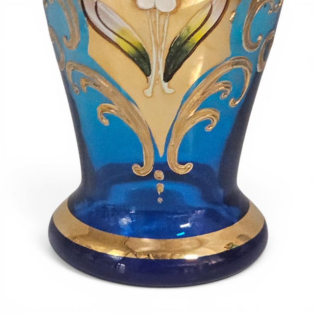 Vintage Venetian Tre Fuochi Turquoise Ombre Art Glass Decanter Set - Set of 5 For Sale In San Francisco - Image 6 of 18