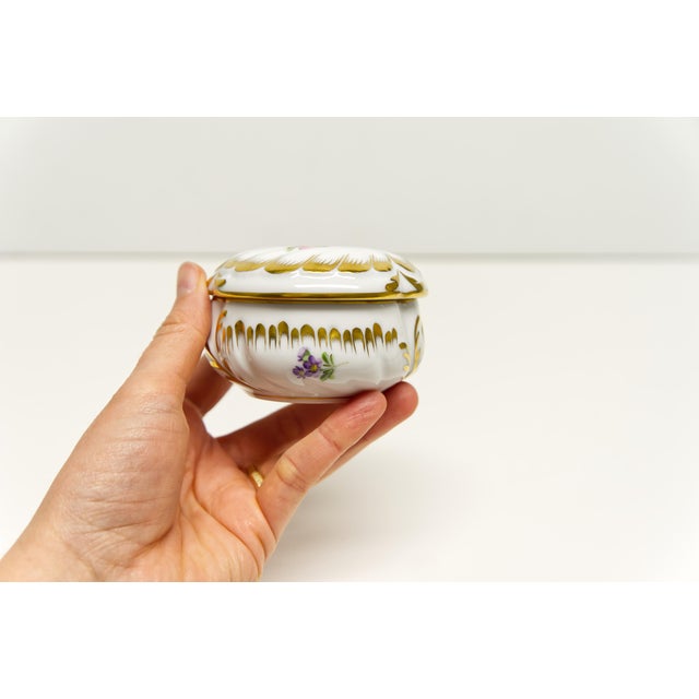 Metal Herend Hungarian Porcelain Hand Painted Bonbonniere Canister For Sale - Image 7 of 7