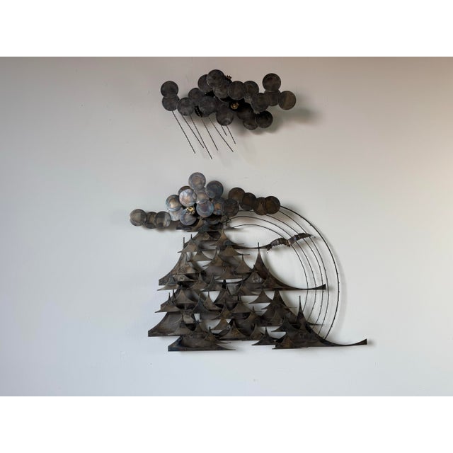 Mid-Century Modern 1976 J. Stillman Mid-Century Racing Sailboats Under Stormy Skies Metal Wall Sculpture For Sale - Image 3 of 10
