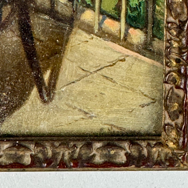 Pair of Vintage Italian Hand Painted Tourist Painting Portraits of Two Women, Framed For Sale In New York - Image 6 of 8