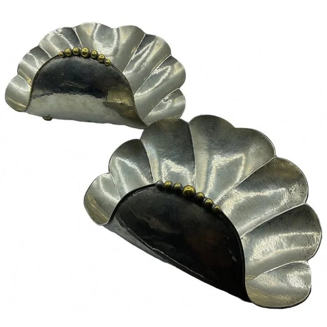 Metal Large Art Deco Shell-Shaped Centerpieces, Set of 2 For Sale - Image 7 of 13