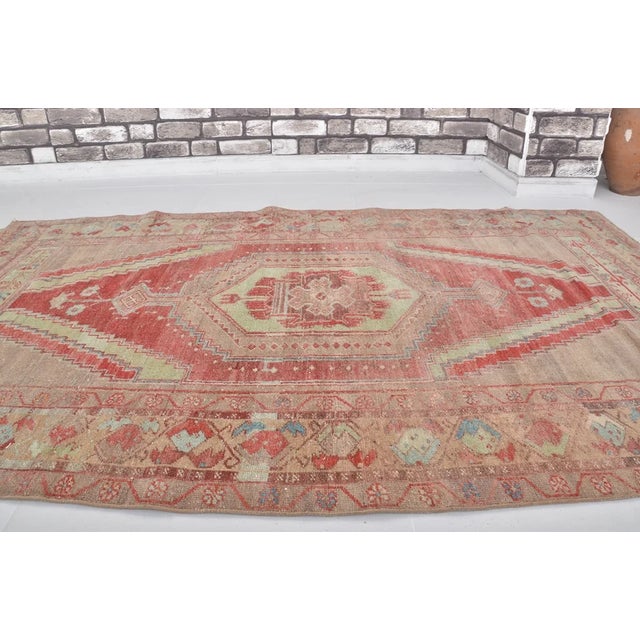 1950s Low Pile Distressed Wool Rug For Sale In Phoenix - Image 6 of 10