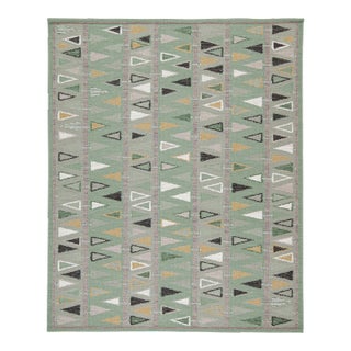 Swedish Geometric Rug by Celerie Kemble for Chairish in Sage, 3'x10' For Sale