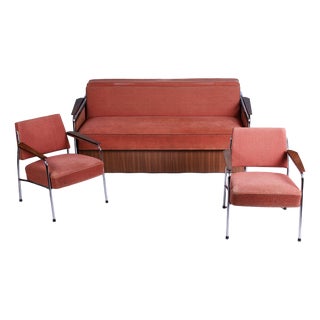Bauhaus Seating Set in Tubular Chrome-Plated Steel, Czech, 1940s, Set of 3 For Sale