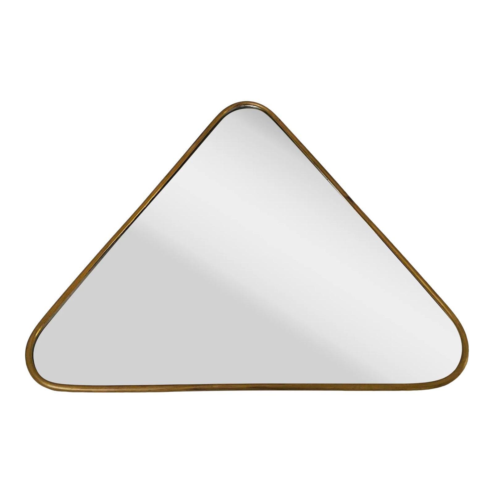 1950's Gio Ponti Attributed Small Triangular Mirror in Aged Brass ...