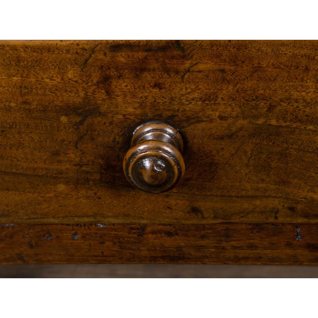 English English 19th Century Walnut Table with Single Drawer and Column Shaped Legs For Sale - Image 3 of 12