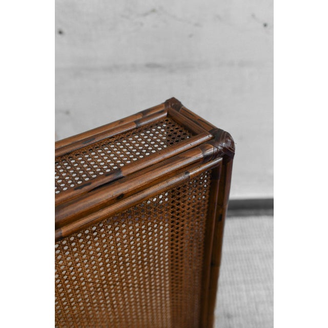 Bamboo and Vienna Straw Radiator Cover with Leather Binding For Sale - Image 5 of 8