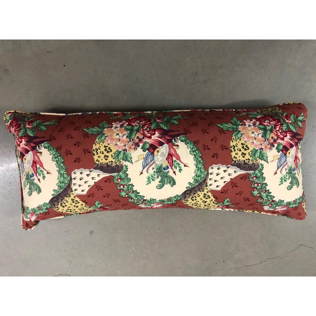 Traditional Contemporary Long Floral and Animal Print Pillow For Sale - Image 3 of 3