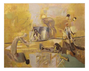 Victor Karnauh, A Conversation, Oil on Canvas