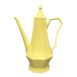 Vintage Yellow Independence Ironstone Faceted Coffee Pot by Interpace Japan For Sale