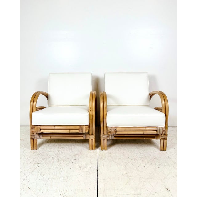 Mid 20th Century Vintage Rattan Lounge Chairs- A Pair For Sale - Image 5 of 12