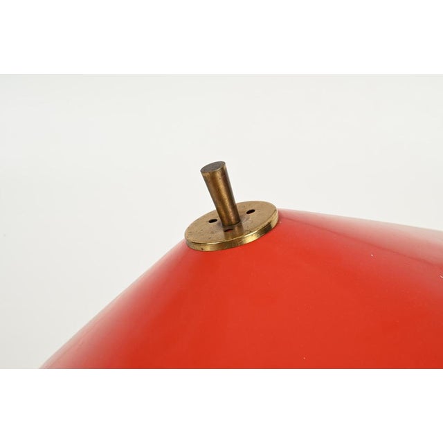 Adjustable Table Lamp in Red Metal, Brass and Green Glass from Stilnovo, Italy, 1950s For Sale - Image 14 of 17