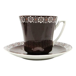 Folk Cups and Saucers from Wałbrzych Factory, Poland, 1970s, Set of 8 For Sale